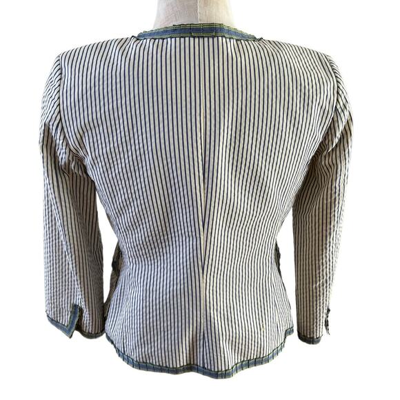 J Crew Seersucker Striped Cotton Blazer Blue White 2 - Picture 3 of 8